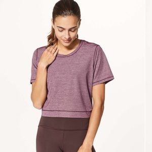 Lululemon Run The Day Heathered Dark Adobe SS Top